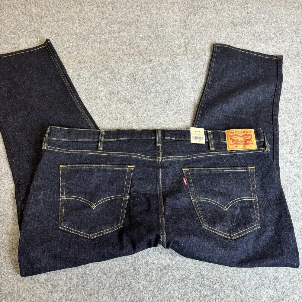 Levi Jeans Mens 48x30 Athletic Taper Dark Wash Blue Denim Stretch New With‎ Tags